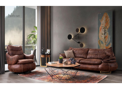 Lujo US Western Conjunto de sofás Sofá Loft Muebles 3 + 1 Plaza Sofá Sillón 2 piezas. Nuevo