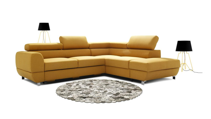 Moderno sofá de esquina gris con función de cama