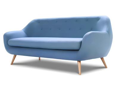 Sofá Chesterfield moderno de dos plazas en tela azul