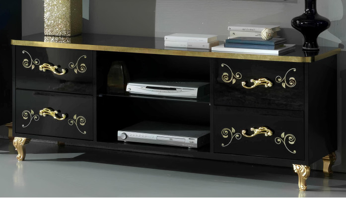 Conjunto de muebles para la sala Vitrina Lowboard Estante 3 piezas Muri negro