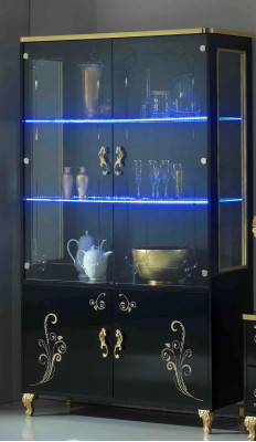 Conjunto de muebles para la sala Vitrina Lowboard Estante 3 piezas Muri negro