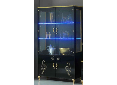 Conjunto de muebles para la sala Vitrina Lowboard Estante 3 piezas Muri negro