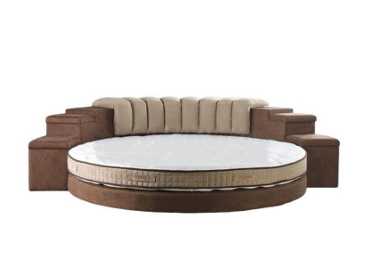 Cama redonda Diseño moderno Lujo Tapizado Camas redondas Textil Tela