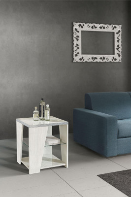 Mesa de salón de madera de diseño moderno, mueble de lujo, mesa cuadrada blanca