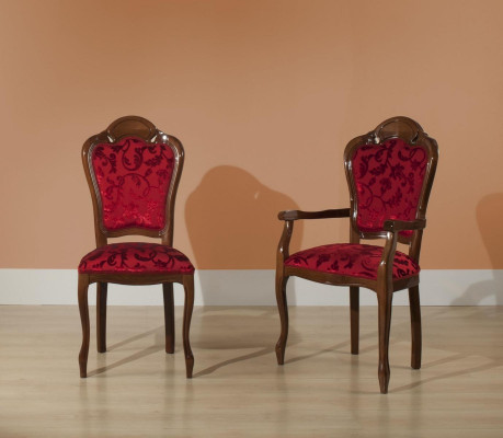 Silla clásica de comedor diseño textil roja nueva