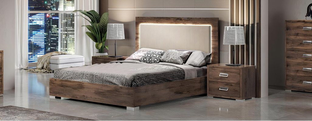 Juego de camas con mesitas de noche, estructura de cama, 3 piezas