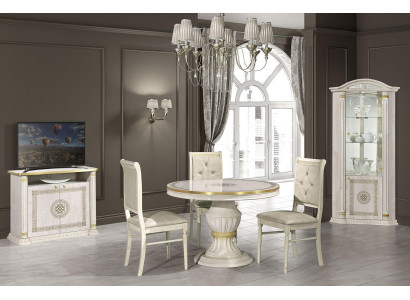 Mueble de TV de diseño, consola para televisor, mueble de lujo en madera dorada beige