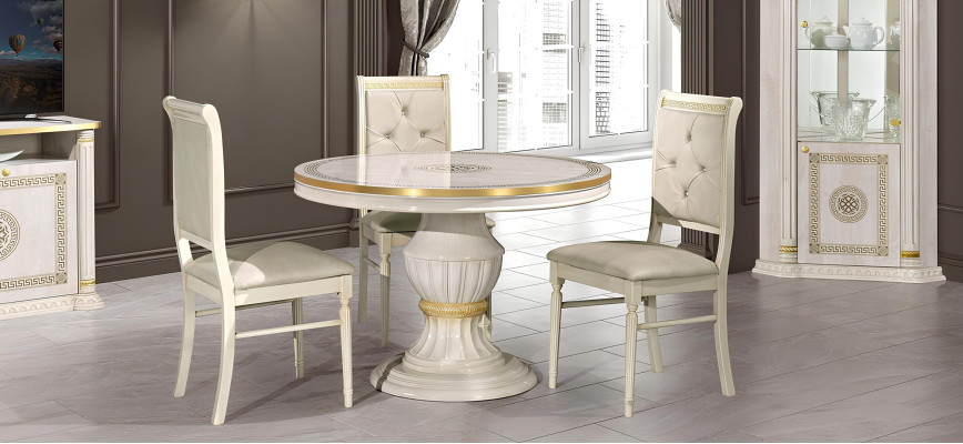 Conjunto de muebles de comedor con mesa redonda de madera de 4 piezas