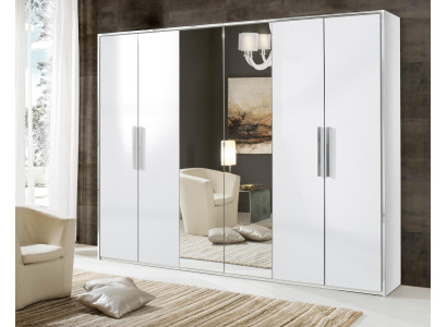 Armario espejo para dormitorio con 6 puertas de madera