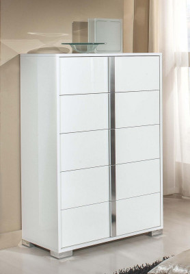 Lujoso armario de cajones alto de madera blanca Italia