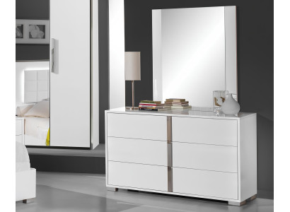 Conjunto de mesitas de noche con espejo moderno de diseño en madera de 2 piezas para dormitorio nuevo