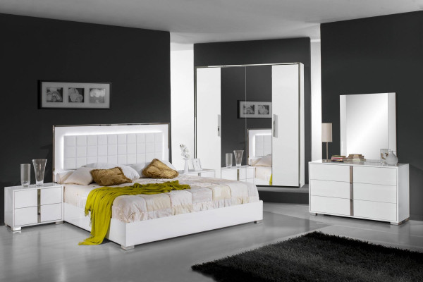 Conjunto de mesitas de noche con espejo moderno de diseño en madera de 2 piezas para dormitorio nuevo