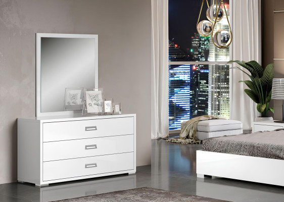 Conjunto de cómoda espejo diseñador lujo consola muebles madera armario blanco