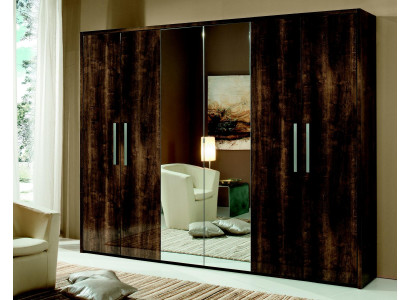 xxl armario con 6 puertas móviles diseño madera lujo espejo nuevo