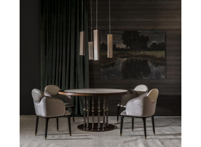 Mesa de comedor redonda italiana barroca clásica