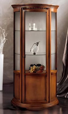 Armarios de vidrio de lujo, vitrinas marrones, muebles clásicos italianos