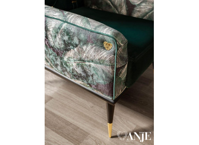 Sillón verde individual lujo sala tejido acolchado nuevo