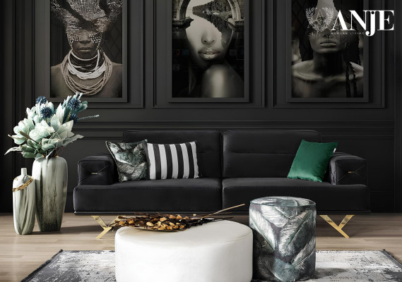 Ottomana verde de lujo para sala de estar muebles tapizados nuevos