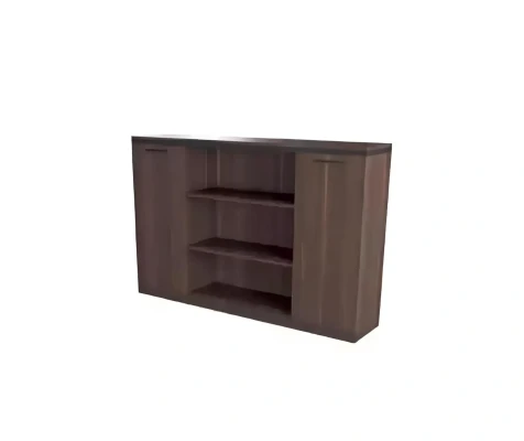 Mueble de oficina moderno completo con mesa, estantes y cómoda