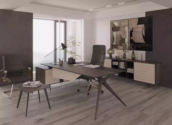 Moderno mueble de mesa de conferencias gris para estudio
