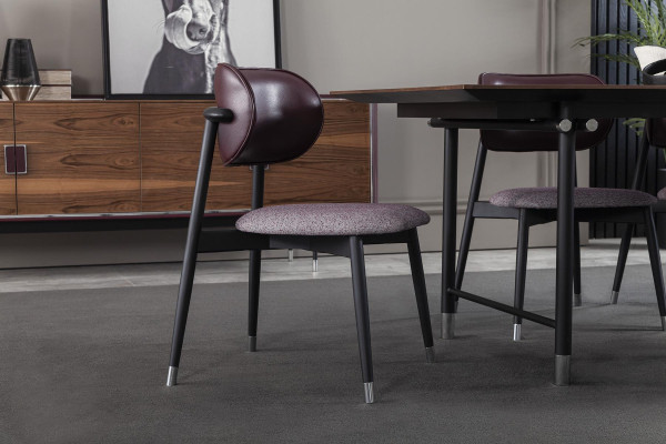 Sillón tapizado lujoso, diseño de sillas de loft, gris, silla de cocina de cuero