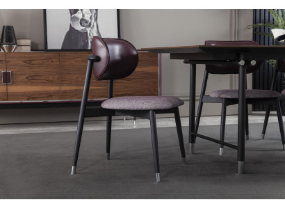 Sillón tapizado lujoso, diseño de sillas de loft, gris, silla de cocina de cuero