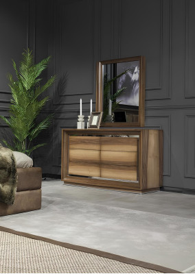 Elegante cómoda de dormitorio marrón de 6 piezas.