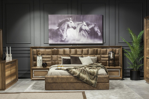 Elegante cómoda de dormitorio marrón de 6 piezas.