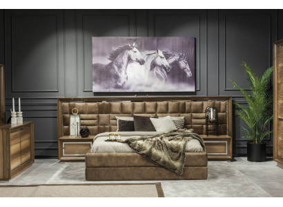 Mueble de hotel tapizado marrón 4 piezas