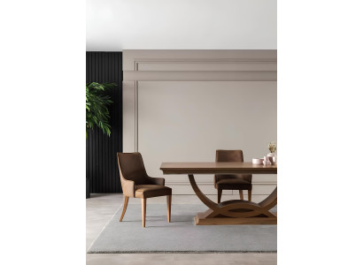 Sillón acolchado lujoso con diseño de techo en cuero marrón para la cocina