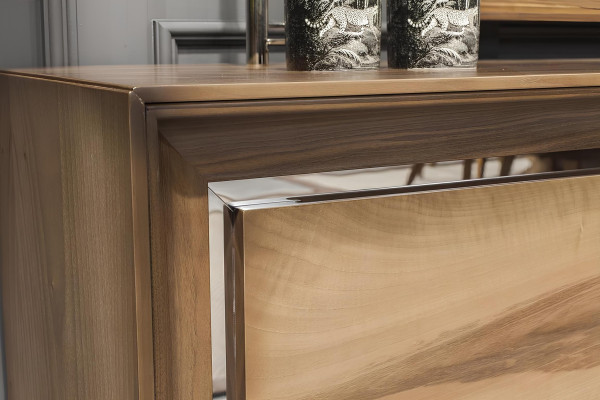 Juego de comedor de lujo con mesa y sillas, cómoda, 7 piezas