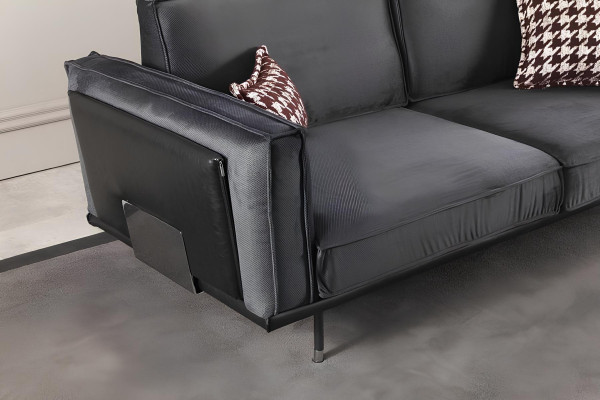 Mueble de estilo italiano, sofá gris, cojines, loft, 3 piezas