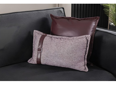 Mueble de estilo italiano, sofá gris, cojines, loft, 3 piezas