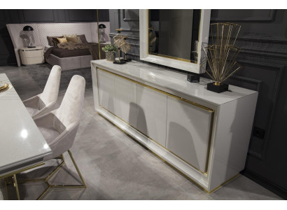 Espejo de pared lujoso de estilo moderno con marco blanco