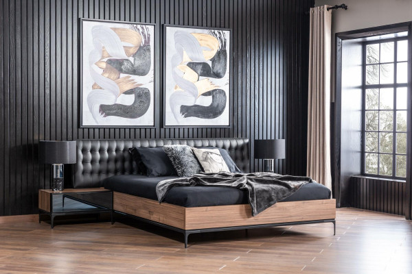 Mesa de noche de lujo con puertas de vidrio Mesa de noche marrón Hotel