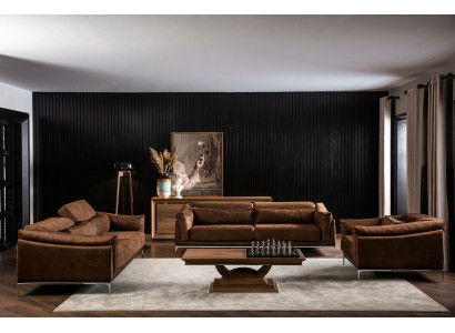 Sillón moderno marrón, acolchado, lujoso, cómodo, para una persona