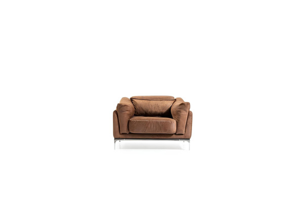 Sillón moderno + sofá en marrón medio, suave, lujoso, cómodo, nuevo