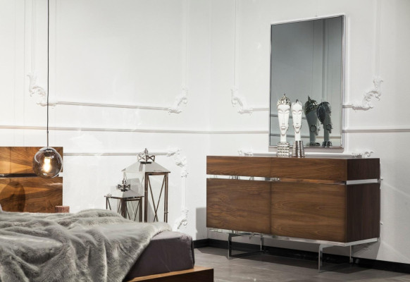 Juego de muebles de dormitorio con cama, mesitas de noche y cómoda, calidad de hotel, 5 piezas