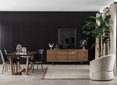 Juego de comedor de 9 piezas con mesa, sillas y muebles