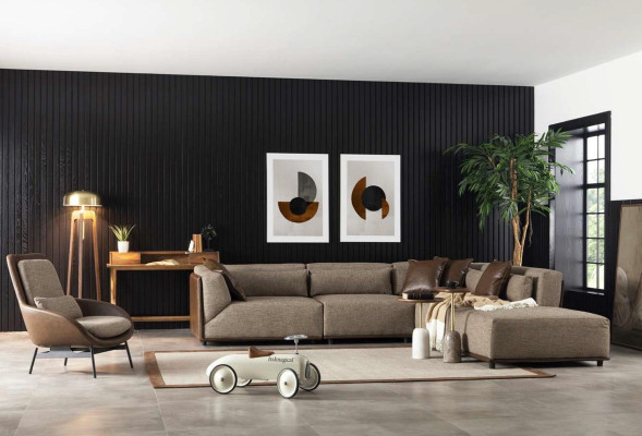 Sillón relajante para la sala, marrón, muebles de lounge