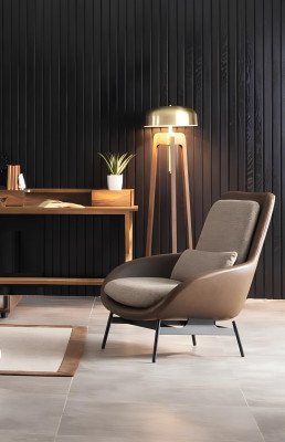 Sillón relajante para la sala, marrón, muebles de lounge