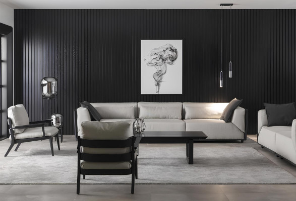 Juego de 4 sillones blancos para una lujosa sala de estar