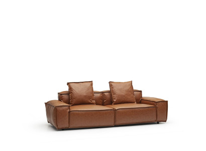 Sofá de 3 plazas de 240 cm con cojín marrón cómodo para la sala