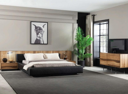 Cama de lujo 160x200 cm cama doble en negro con estilo moderno