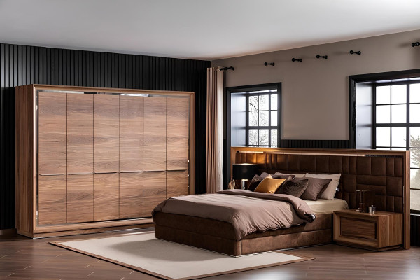 Conjunto de muebles completo para habitación de hotel cómoda armario cama 6 piezas