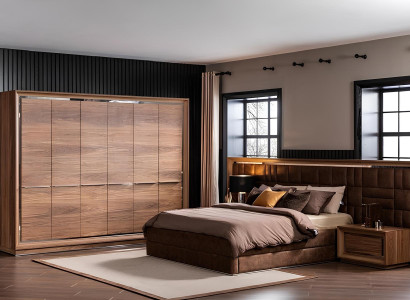 Conjunto de muebles completo para habitación de hotel cómoda armario cama 6 piezas