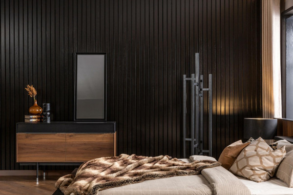 Espejo de pared de lujo con marco negro 100x46