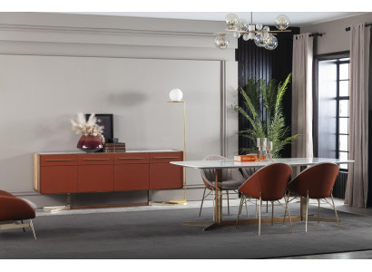 Mesa de comedor blanca en estilo moderno, lujoso y cómodo