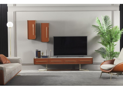 Mueble de televisión de pared de acero naranja