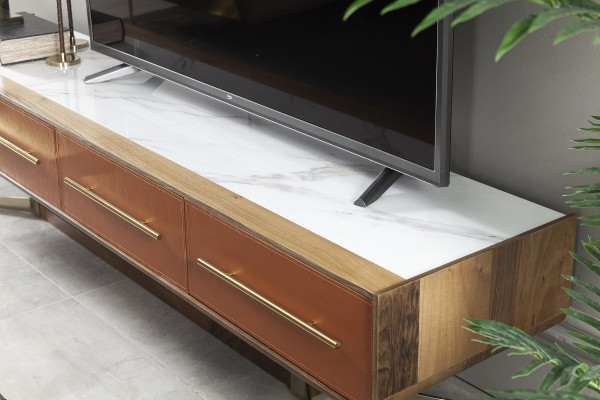 Mueble de televisión de pared de acero naranja